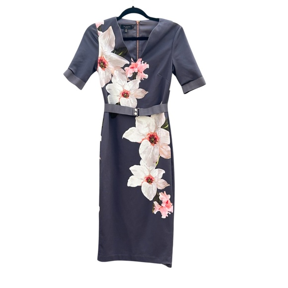 Ted Baker Bisslee Chatsworth Floral Bloom Bodycon Dress Size 1 - Picture 2 of 12
